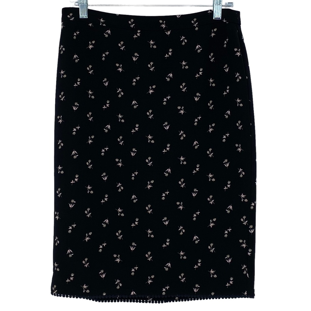 Ann Taylor black with small pink floral print skirt, 6